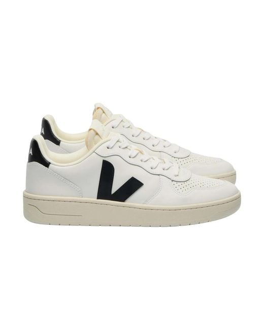 Veja Schoenen ,Wit ,Leer V-10 Leather Sneaker in het White