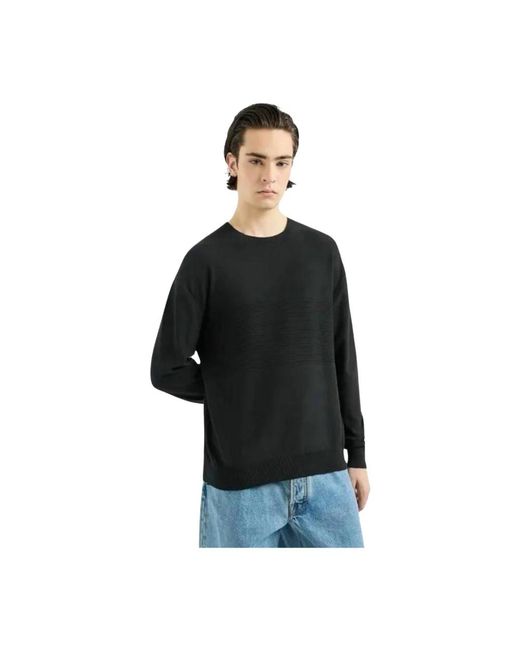 ARMANI EXCHANGE Black Round-Neck Knitwear for men