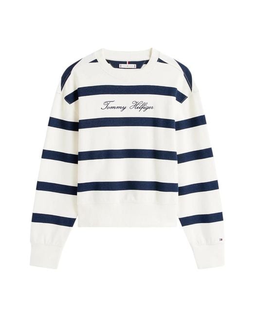 Tommy Hilfiger Script Reg Pique Sweatshirt in het Blue
