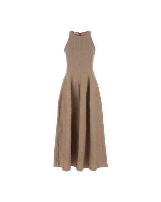 Brunello Cucinelli Natural Midi Dresses
