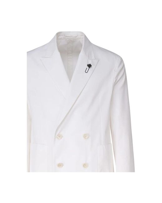 Lardini Weiße woll-doppelreiher-jacke in White für Herren