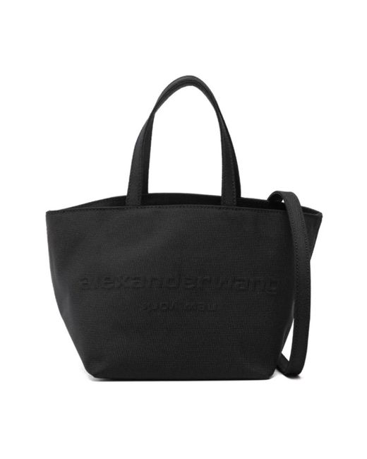 Alexander Wang Black Schwarze canvas-schultertasche mit logo