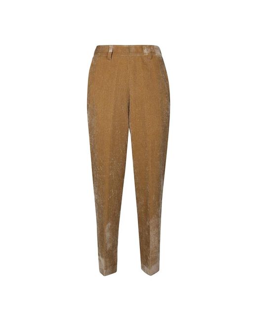 Pantalones elásticos de terciopelo lurex Momoní de color Natural