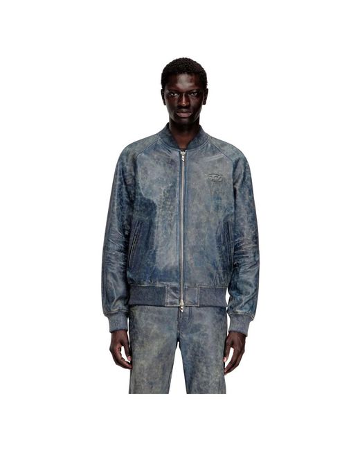 DIESEL Blue Bomber Jackets for men