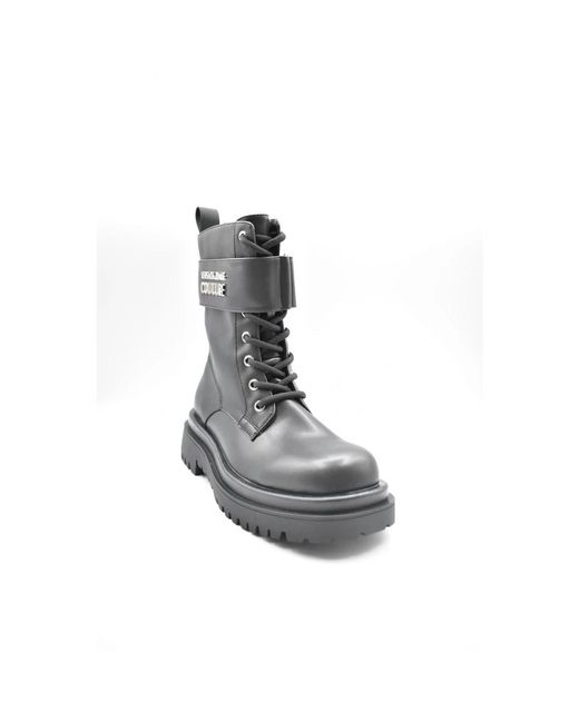 Versace Jeans Couture Gray Lace-Up Boots