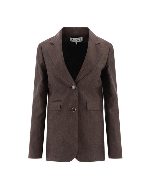 Loewe Linnen Getailleerde Single-Breasted Blazer in het Brown