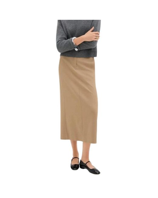 Theory Rokken ,Bruin ,Maxi Camel Rok Met Zakken in het Natural