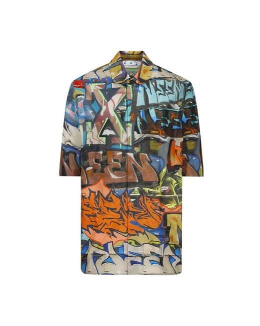 Off-White c/o Virgil Abloh Blue Short Sleeve Shirts for men