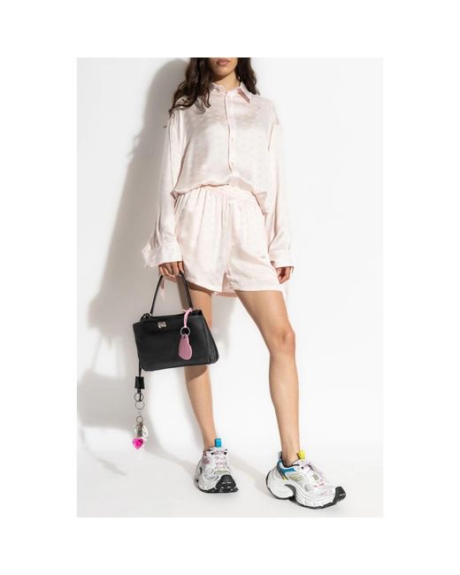 Balenciaga Overhemden ,Roze ,Leer Losvallende Zijden Overhemd in het White