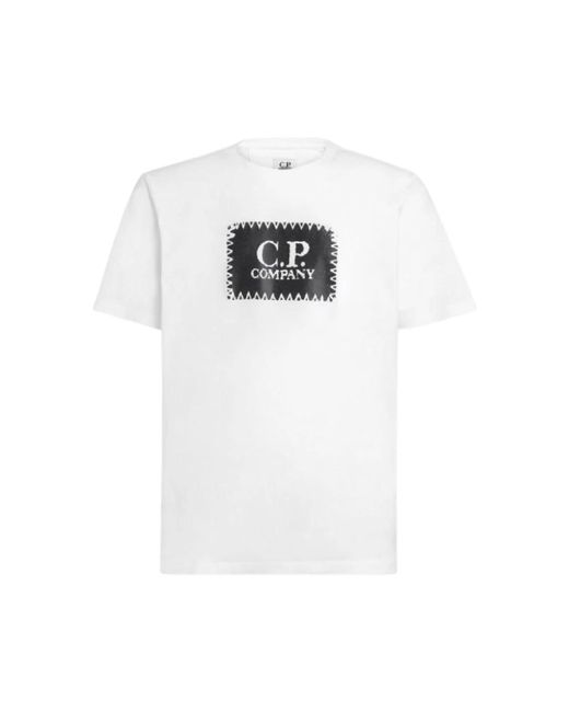 Magliette in cotone bianco con etichetta jersey di C P Company in White da Uomo