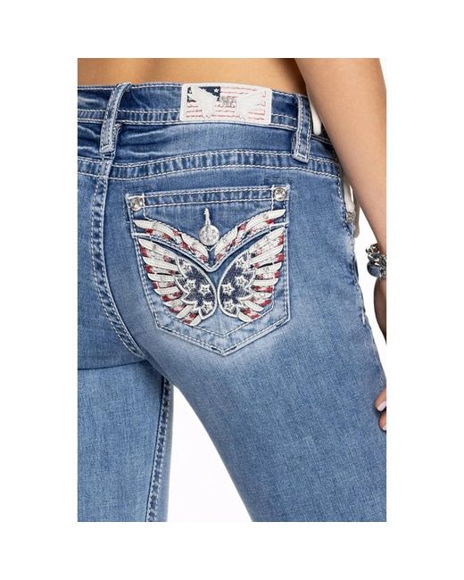 Jeans Bootcut Femme Miss Me MYSTIC LOVE - Taille 26, Bleu Délavé Moyen - Neuf Sans étiquette