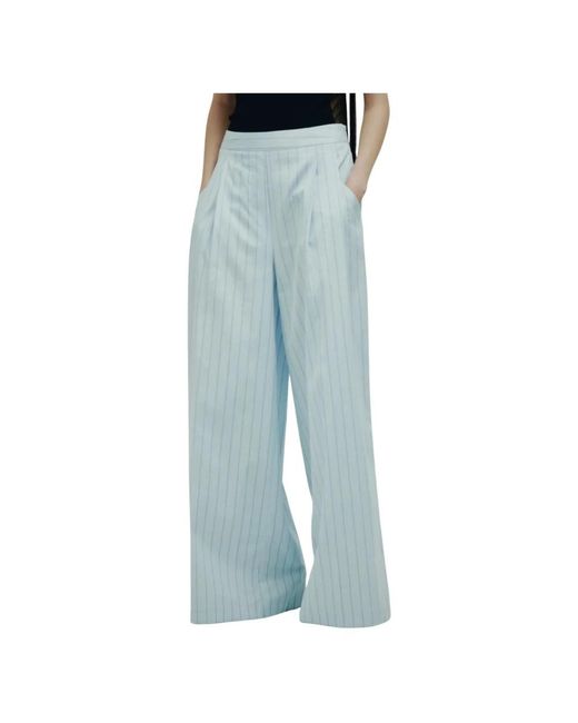 Erika Cavallini Semi Couture Blue Wide Trousers