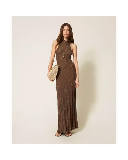 Twinset Brown Knitted Dresses