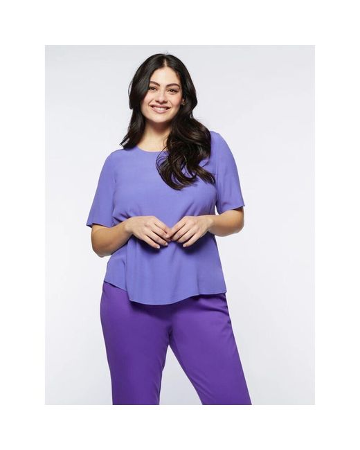 FIORELLA RUBINO Purple Bluse mit kurzen ärmeln und u-boot-ausschnitt
