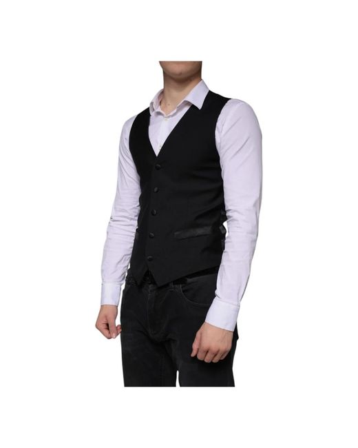 Dolce & Gabbana Schwarzes wollwestenkleid formelle weste in Black für Herren