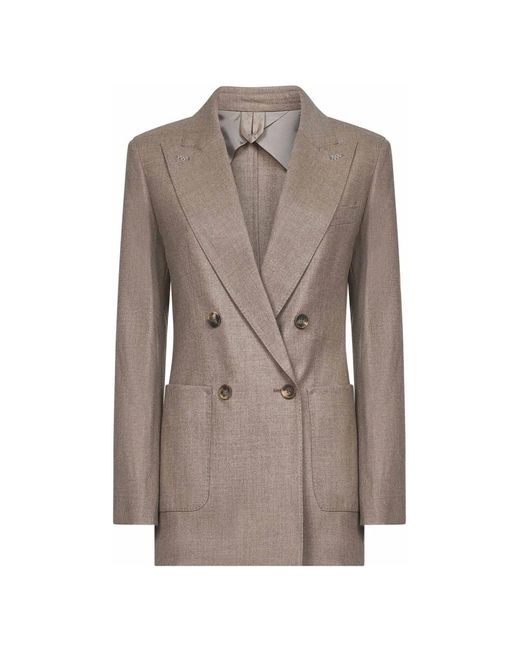 Max Mara Jassen ,Roze ,Kasjmier Kasjmier Double-Breasted Jas Tortelduifkleur in het Brown
