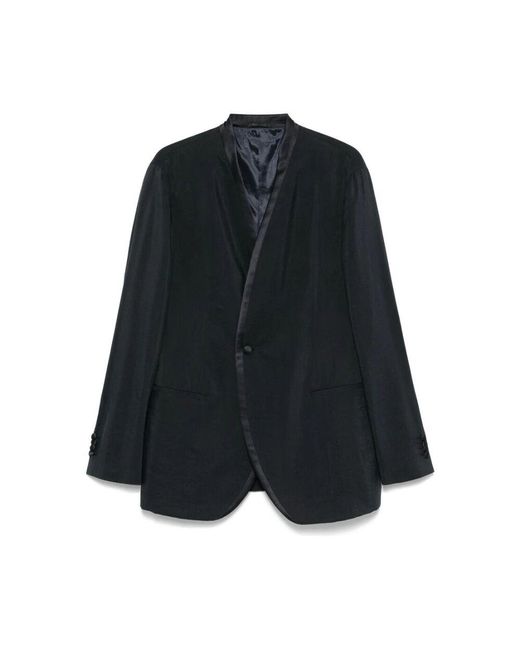 Giorgio Armani Dunkelblaue doppelreihige jacke in Black für Herren