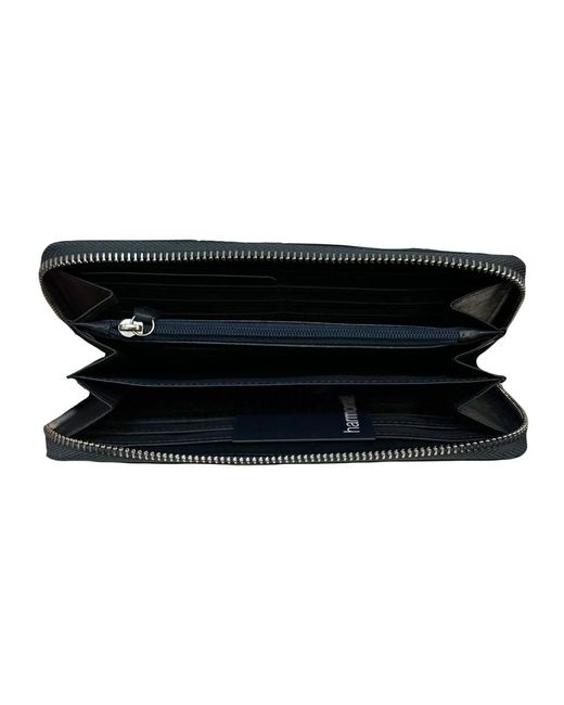 Harmont & Blaine Accessoires ,Blauw ,Leer Blauw Leren Ritsportemonnee in het Black voor heren