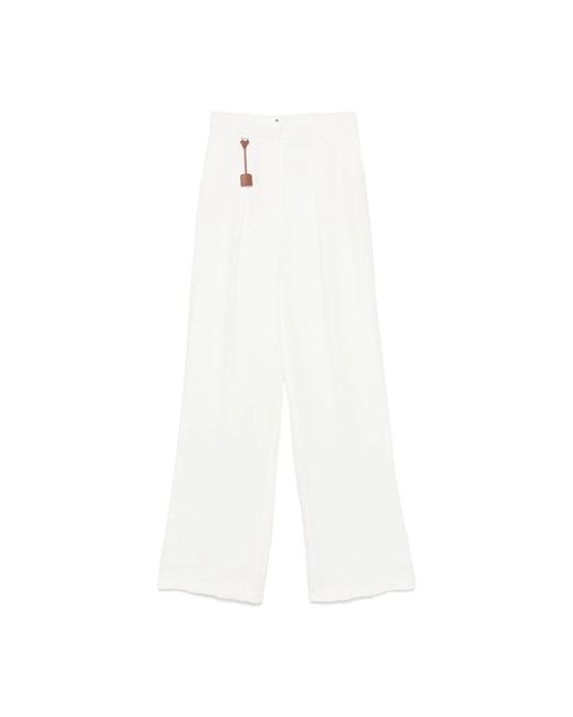 Elisabetta Franchi White Ivory hose mit frontknopfverschluss