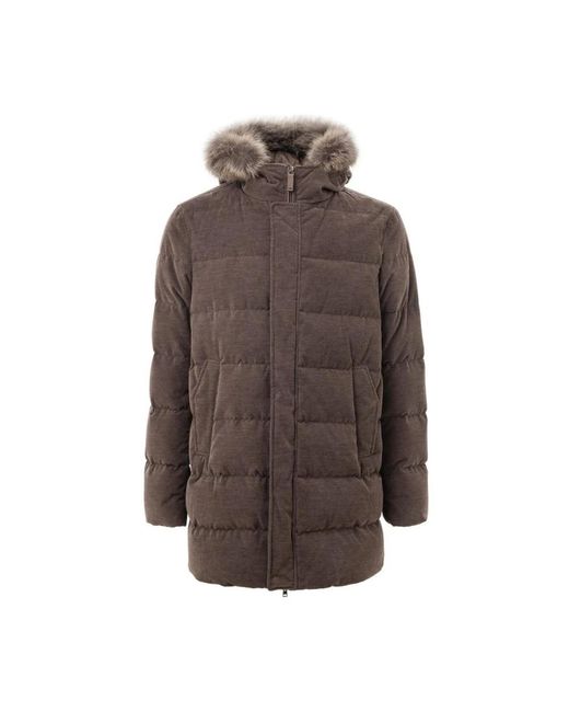 Herno Jassen ,Bruin ,Katoen Bruine Katoenen Hoodie Jas in het Brown voor heren