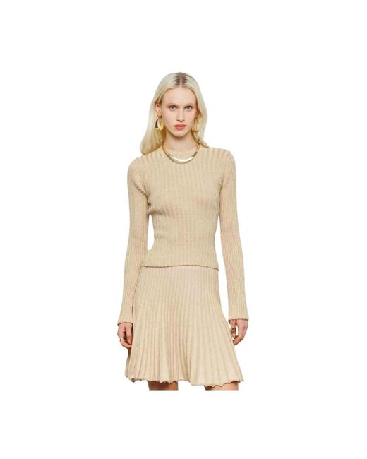 Akep Truien & Vesten ,Bruin ,Lurex Basic Sweater in het Natural