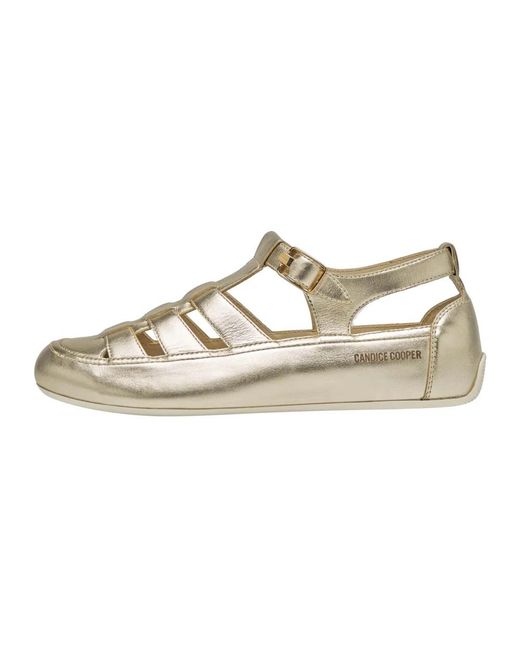 Candice Cooper Schoenen ,Geel ,Leer Leren Sandalen Rock T-Bar in het Metallic