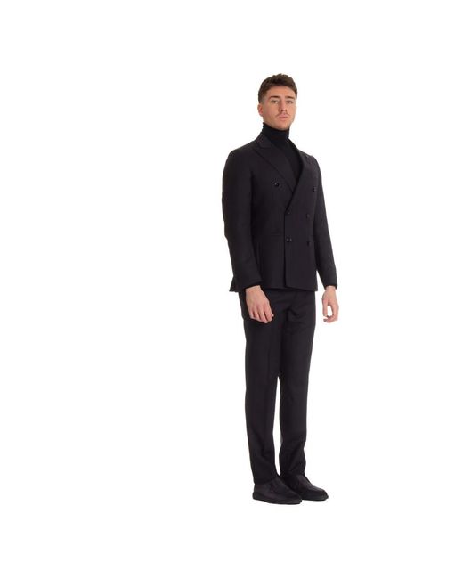 Lardini Black Double Breasted Suits for men