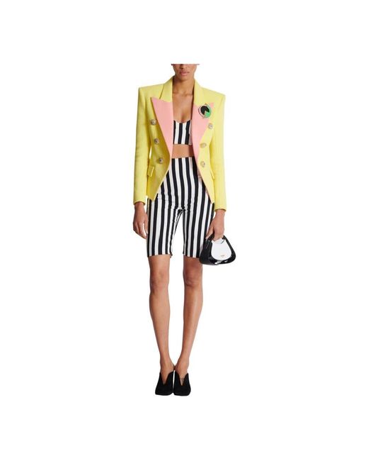 Balmain Yellow Blazer Mit Steigendem Revers