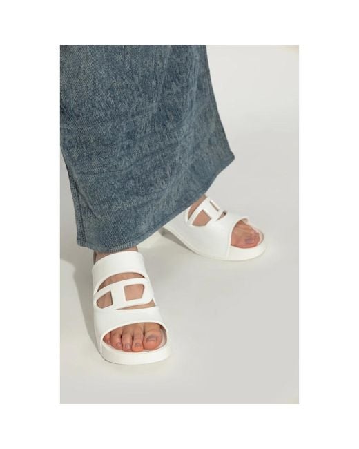 DIESEL White Heeled Mules