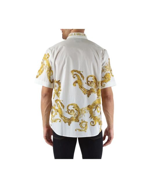 Versace Regular fit baumwollhemd mit dekorativem motiv in Natural für Herren