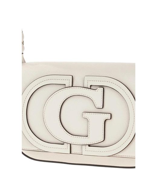 Guess Tassen ,Wit ,Polyester Ruby Flap Schoudertas in het Metallic