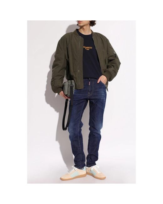 DSquared² Tops ,Blauw ,Katoen Logo T-Shirt in het Black voor heren