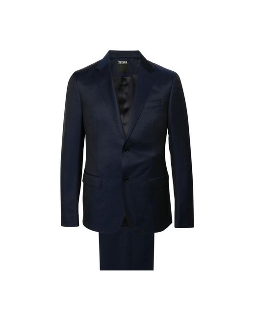 Zegna Blue Single Breasted Suits for men