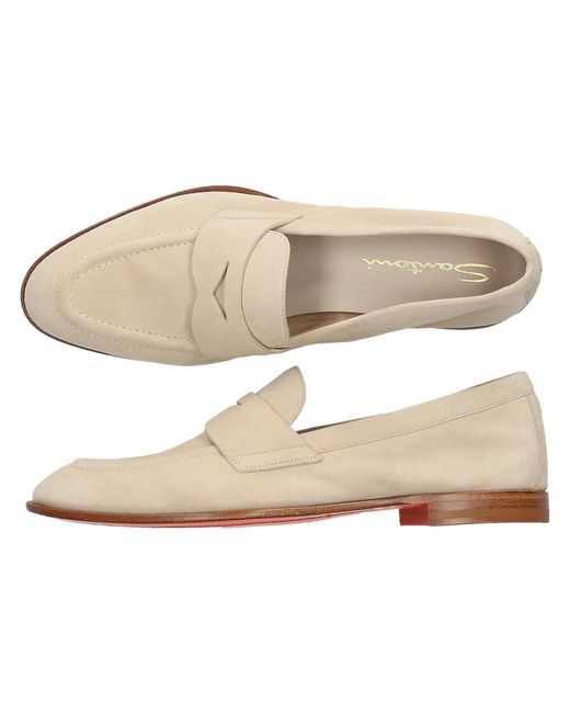 Santoni White Loafers