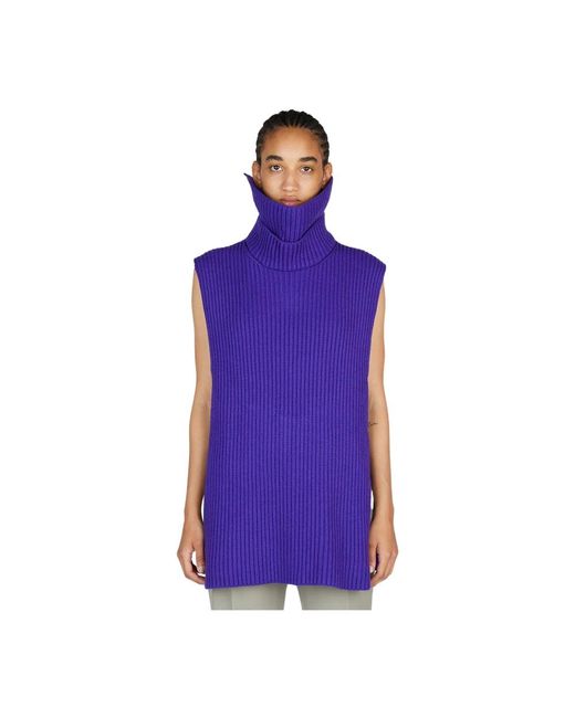 Jil Sander Purple Woll hochhals ärmellose pullover