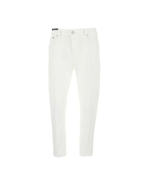 PT Torino Weiße baumwoll-fünf-taschen-jeans mit logopatch in White für Herren
