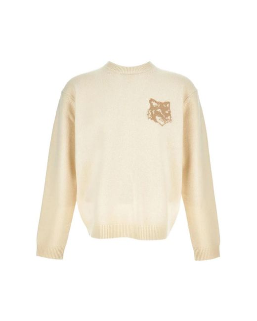 Maison Kitsuné White Round-Neck Knitwear for men