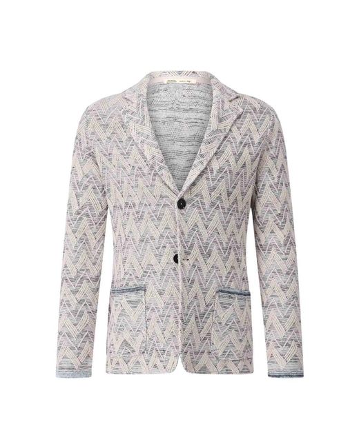 Maurizio Baldassari Chevron Gebreide Blazer Met Linnen in het Gray voor heren