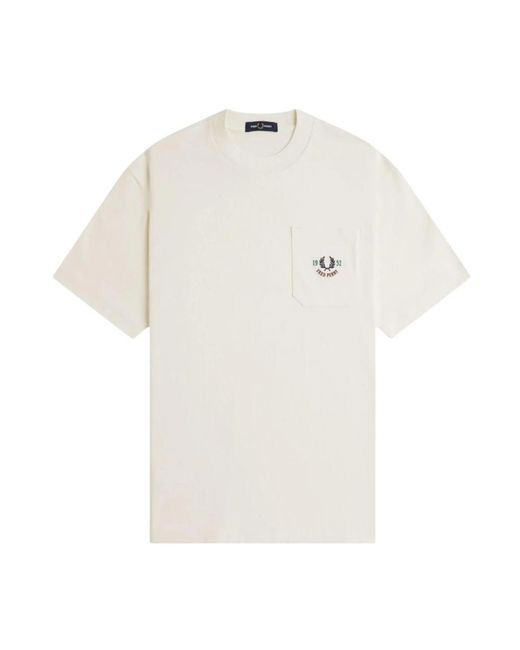 Fred Perry Tops ,Wit ,Katoen T-Shirt Met Zak Klassieke Stijl in het White voor heren