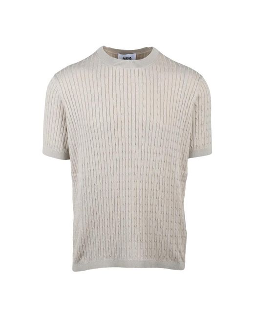 Alpha Studio Gray Round-Neck Knitwear for men