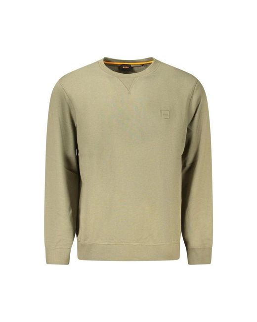 HUGO Grüner Baumwoll-Crewneck-Pullover in Green für Herren