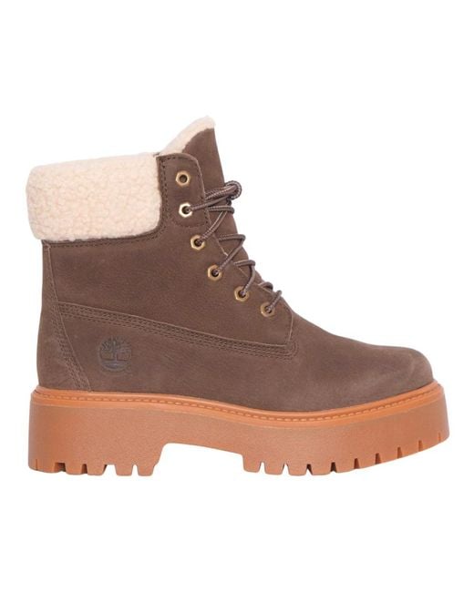 Timberland Brown Stone Street Warm Gefütterter Wasserdichter Plateau-Stiefel