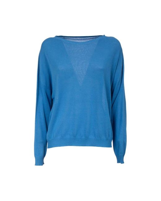 Round-Neck Knitwear Le Tricot Perugia de color Blue