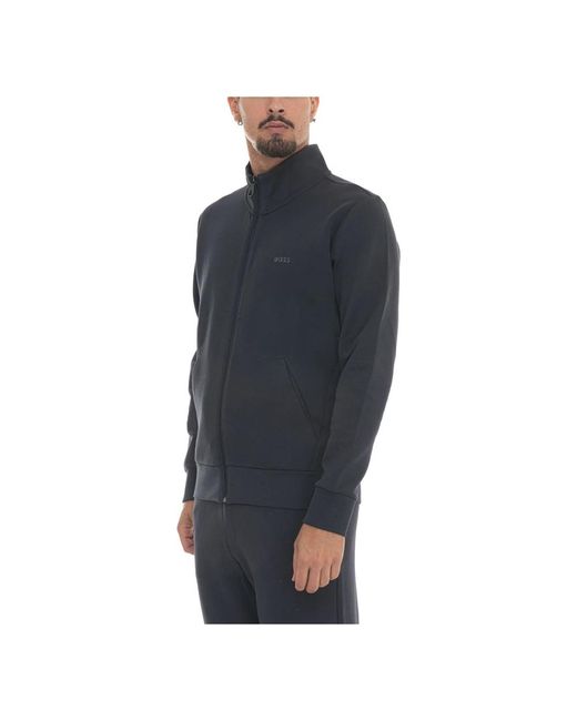 HUGO Hoodies & Sweatvesten ,Blauw ,Katoen Sweatshirt Met Rits En Zijlogo in het Blue voor heren