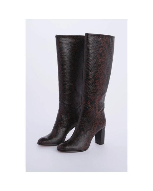 Ba&sh Bruin Leren Slangenlaars Schoenen in het Black
