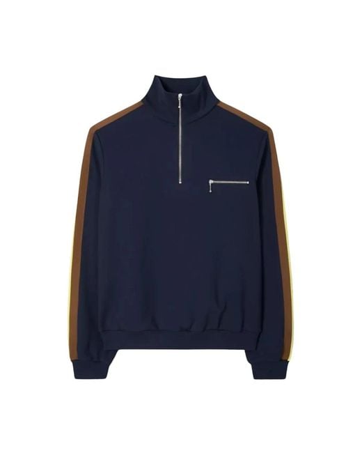 Tory Burch Hoodies & Sweatvesten ,Blauw ,Polyester Side-Stripe Detail Sweatshirt in het Blue
