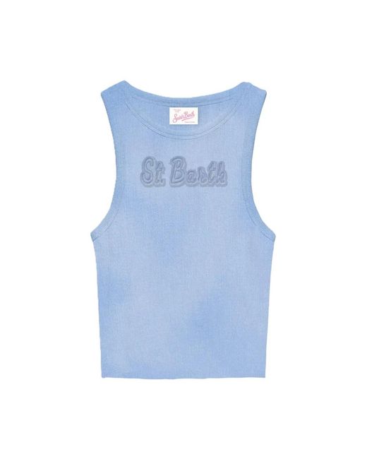 Mc2 Saint Barth Blue Sleeveless Tops