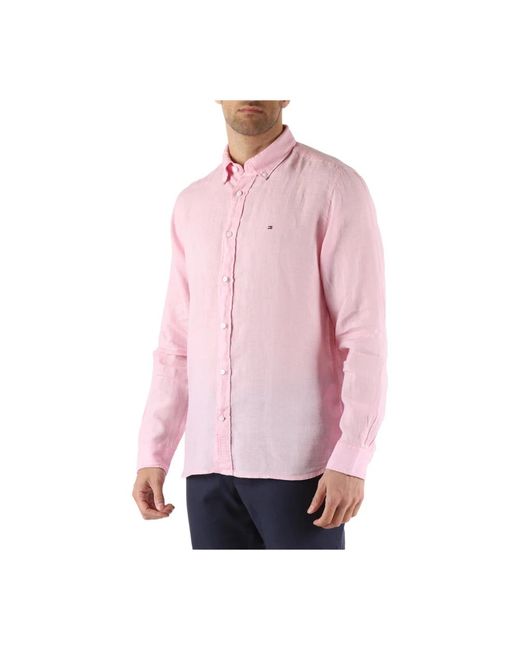 Tommy Hilfiger Leinen regular fit hemd in Pink für Herren