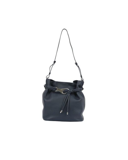 Orciani Black Weiche Leder-Schultertasche Mit Riemen