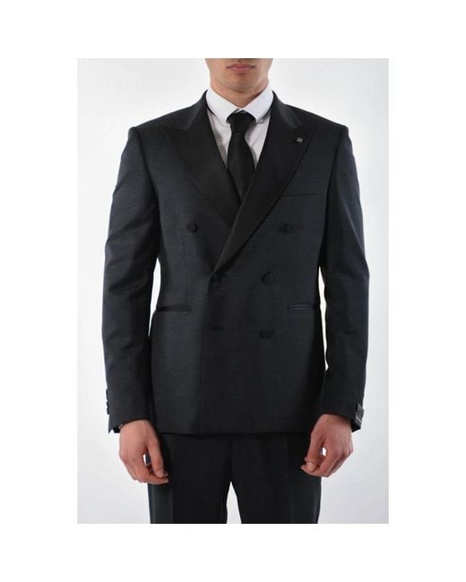 Double Breasted Suits Tagliatore de hombre de color Black